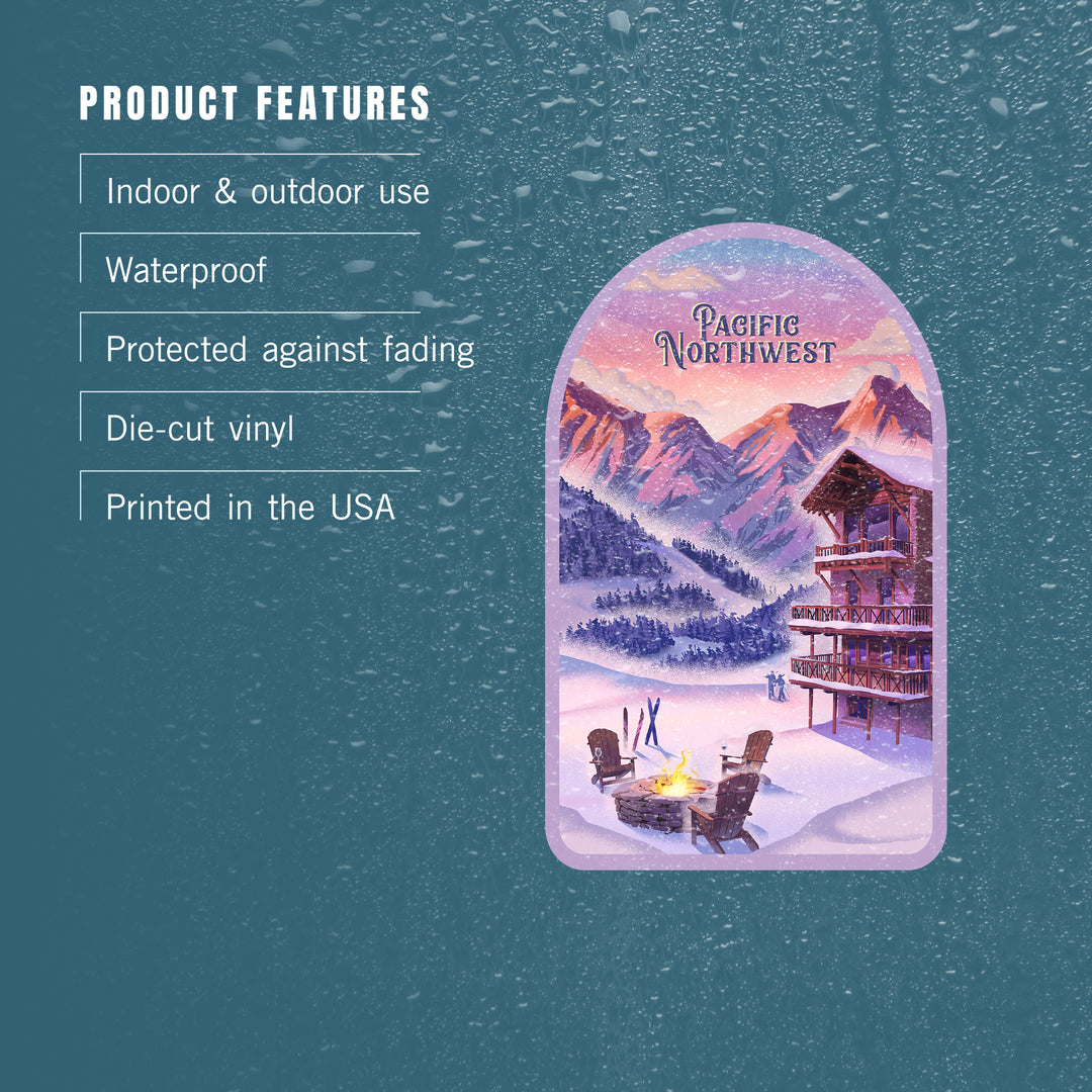 Pacific Northwest, Lithograph, Apres Ski, Vinyl Sticker