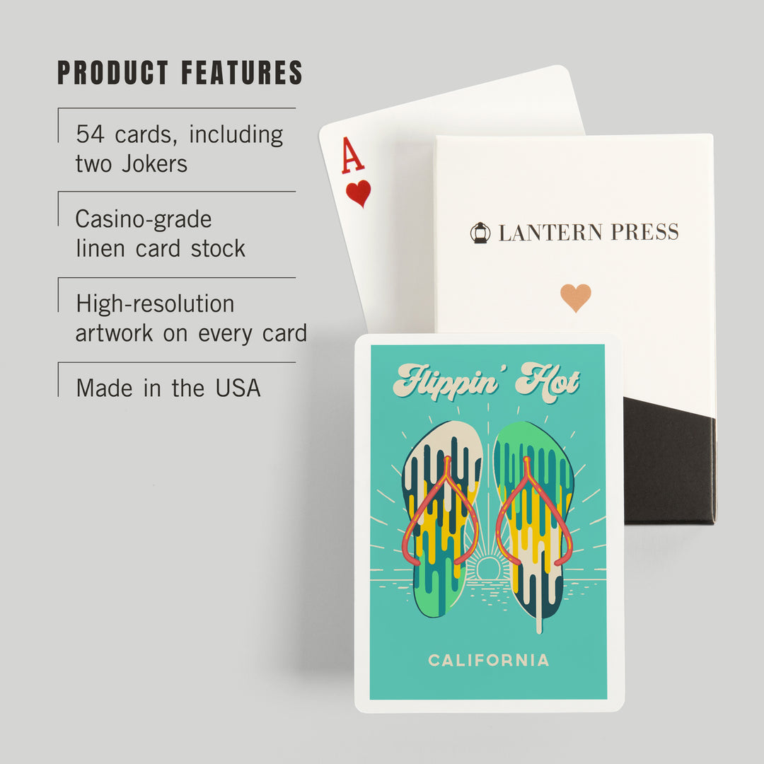 Playing Cards, California, Sweet Relief Collection, Flip Flops, Flippin Hot, 52 Card Deck with Jokers in Box, Unique Art
