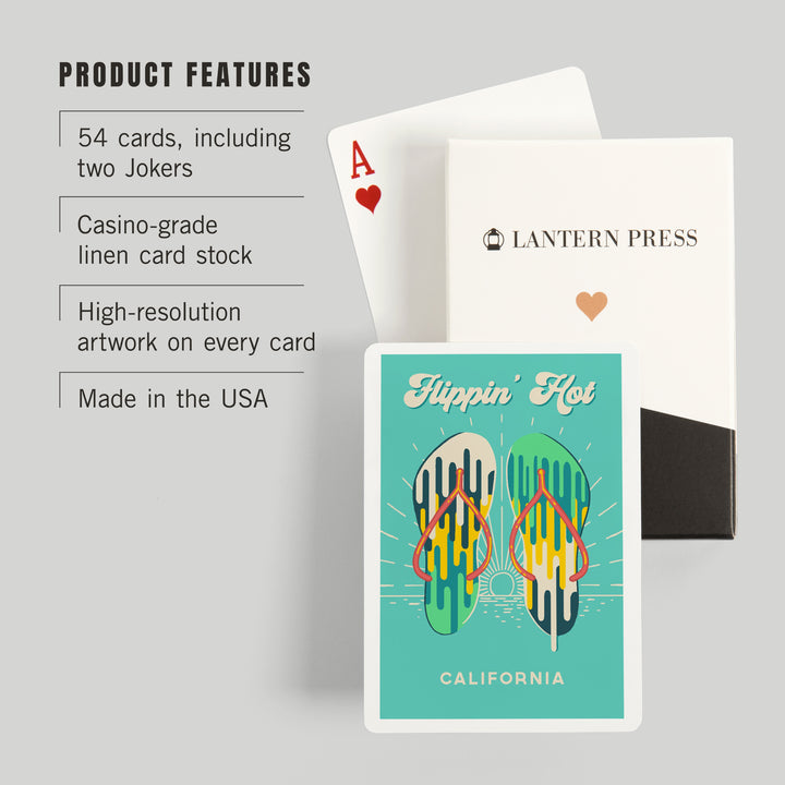 Playing Cards, California, Sweet Relief Collection, Flip Flops, Flippin Hot, 52 Card Deck with Jokers in Box, Unique Art