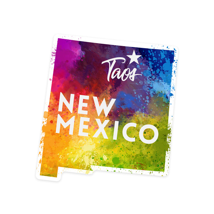 Taos, New Mexico, State Abstract Watercolor, Contour, Vinyl Sticker