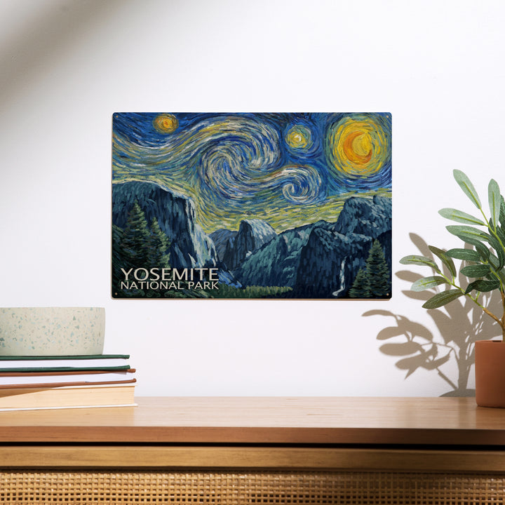 Yosemite National Park, California, Starry Night, Wood Sign and Postcards