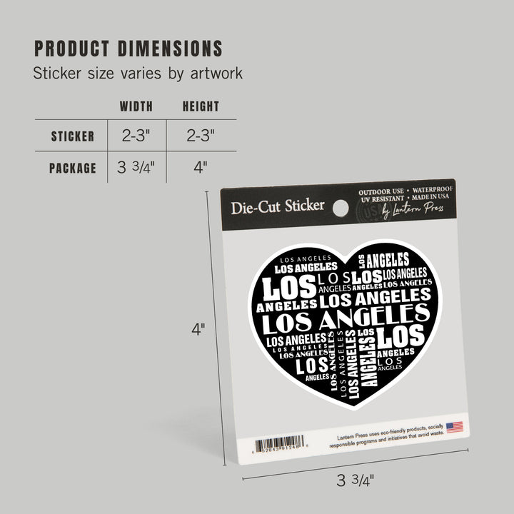 Los Angeles, California, Typography, Word Collage, Contour, Vinyl Sticker