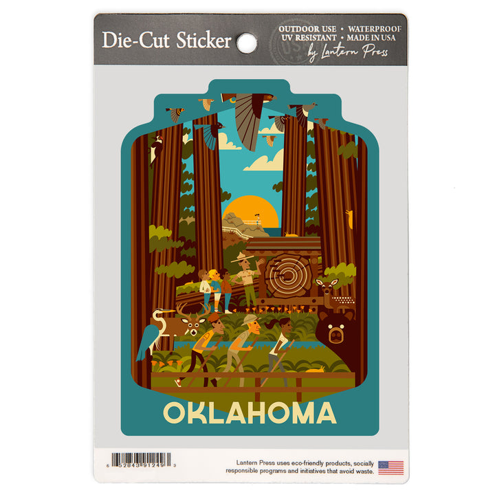 Oklahoma, Geometric, Forest, Vinyl Sticker