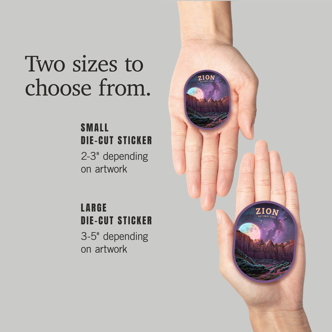 Zion Under the Stars, Zion National Park Celestial Landscape Artwork, Vinyl Sticker