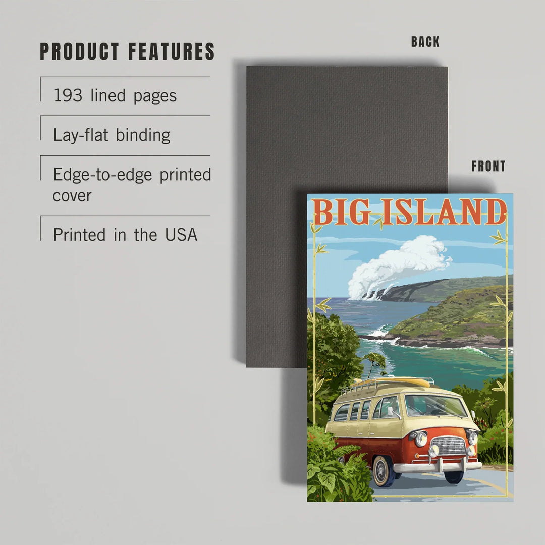 Lined 6x9 Journal, Hawaii Volcanoes National Park, Hawaii, Camper Van, Lay Flat, 193 Pages, FSC paper