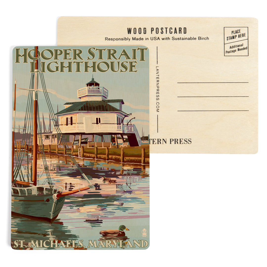 St. Michaels, Maryland, Hooper Strait Lighthouse, Wood Sign and Postcards