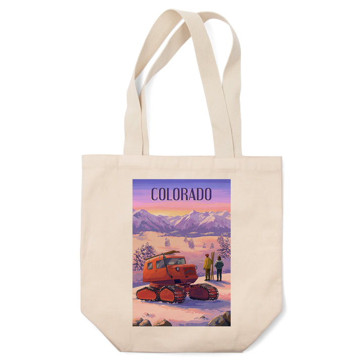 Colorado, Painterly, Snowcat, Tote Bag