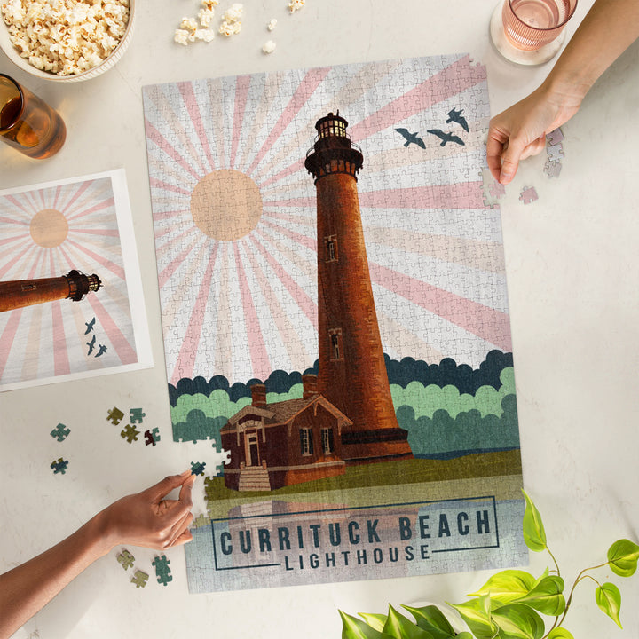 Outer Banks, North Carolina, Currituck Beach Lighthouse, Geometric Opacity Press, Jigsaw Puzzle