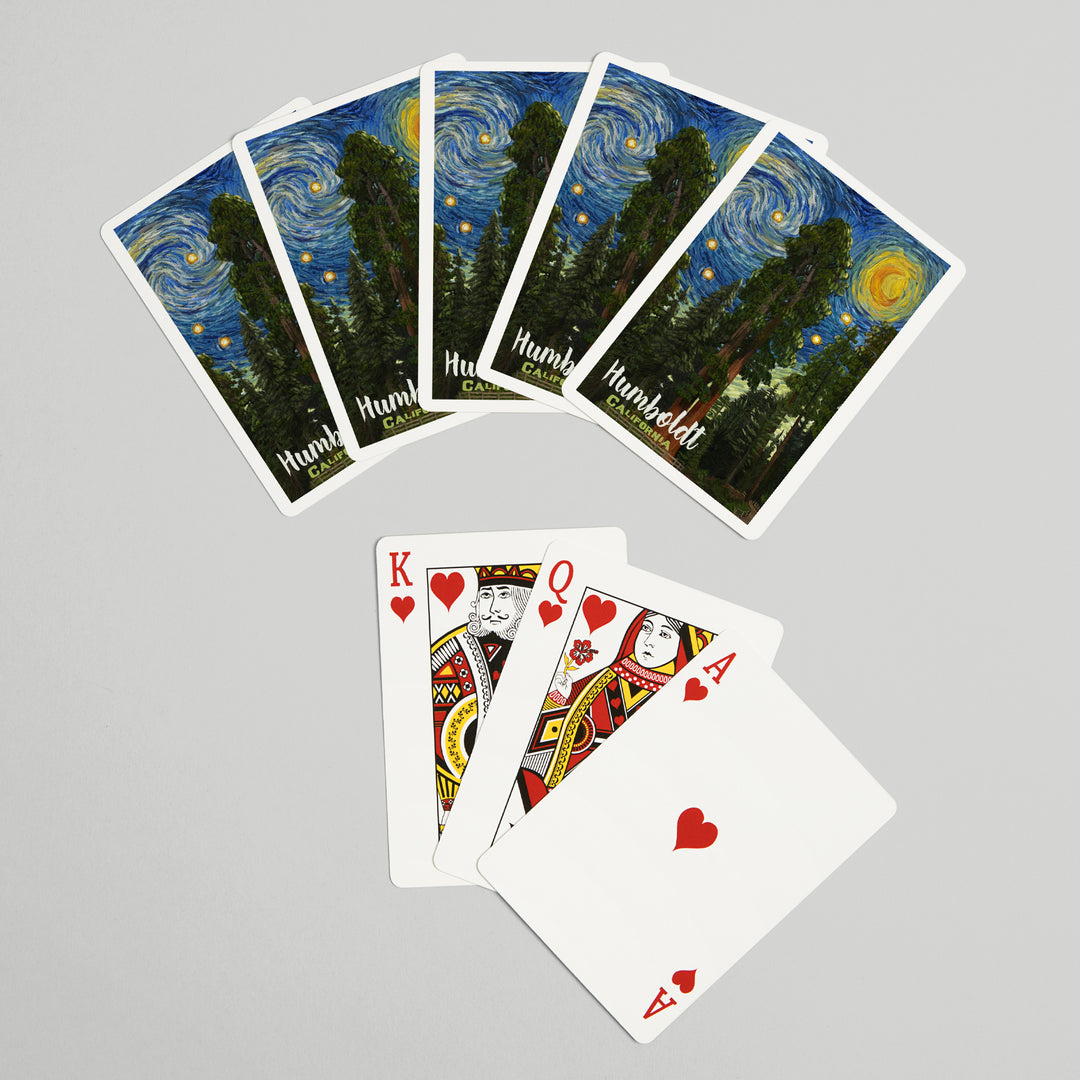 Playing Cards, Humboldt, California, Starry Night National Park Series, 52 Card Deck with Jokers in Box, Unique Art