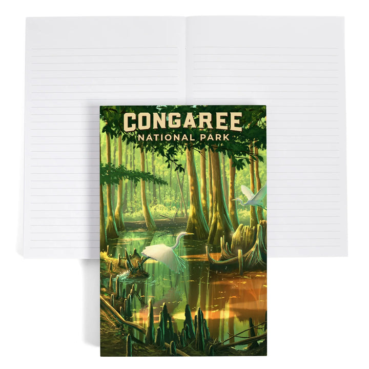Lined 6x9 Journal, South Carolina, Oil Painting, Congaree National Park, Lay Flat, 193 Pages, FSC paper