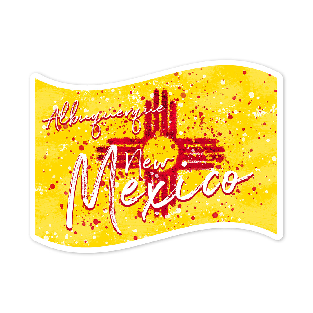 Albuquerque, New Mexico, State Flag, Abstract Watercolor Splatter, Contour, Vinyl Sticker