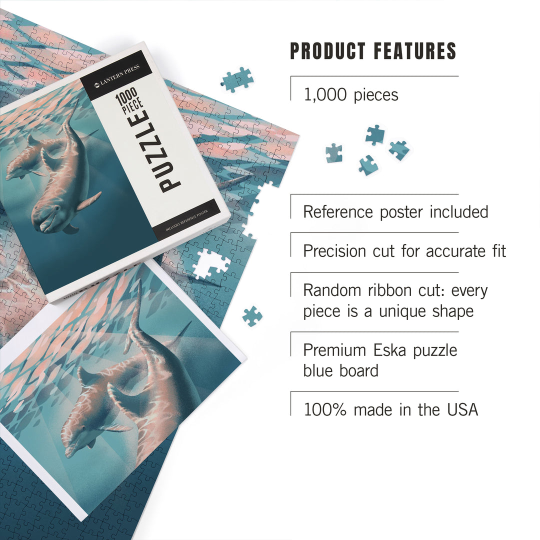 Lithograph, Bottlenose Dolphin, 1000 Piece Jigsaw Puzzle