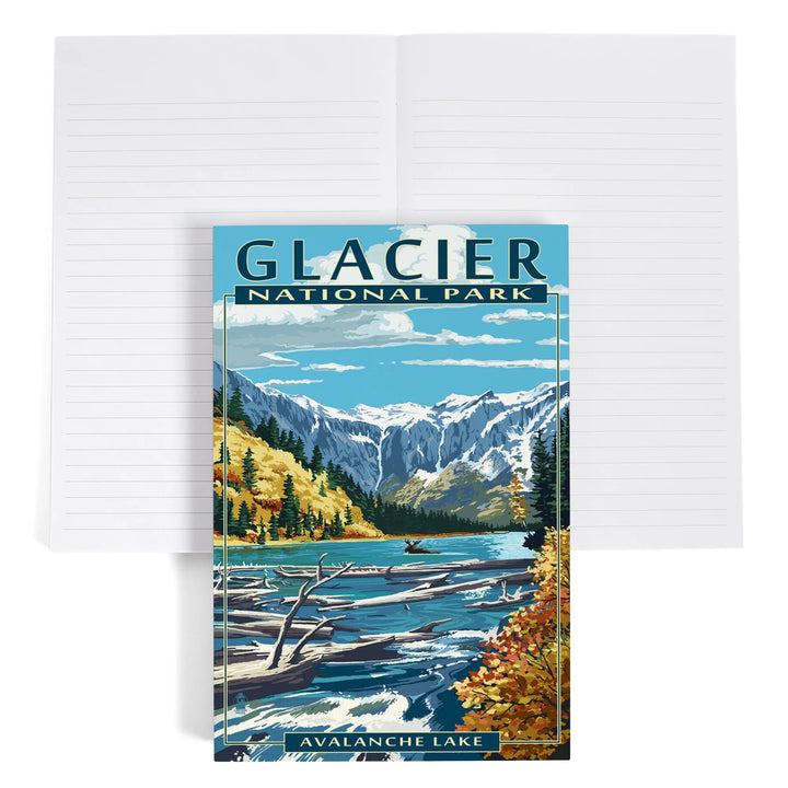 Lined 6x9 Journal, Glacier National Park, Montana, Avalanche Lake, Lay Flat, 193 Pages, FSC paper