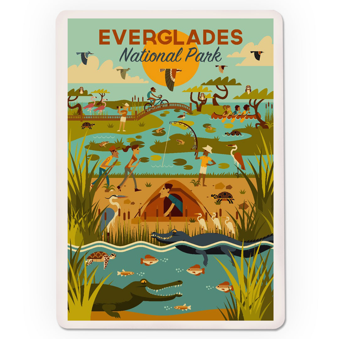 Playing Cards, Everglades National Park, Florida, Geometric, 52 Card Deck with Jokers in Box, Unique Art