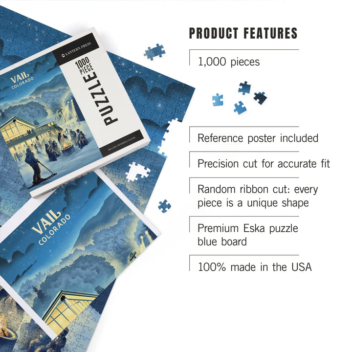 Vail, Colorado, Lithograph, Snow Lodge, Jigsaw Puzzle