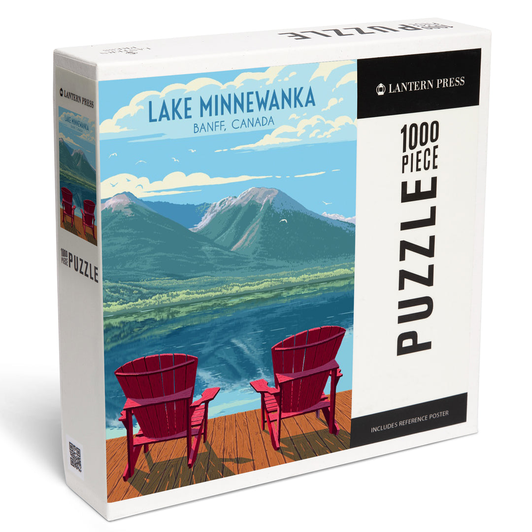 Lake Minnewanka with Adirondack Chairs, Banff Canada, Painterly, Jigsaw Puzzle