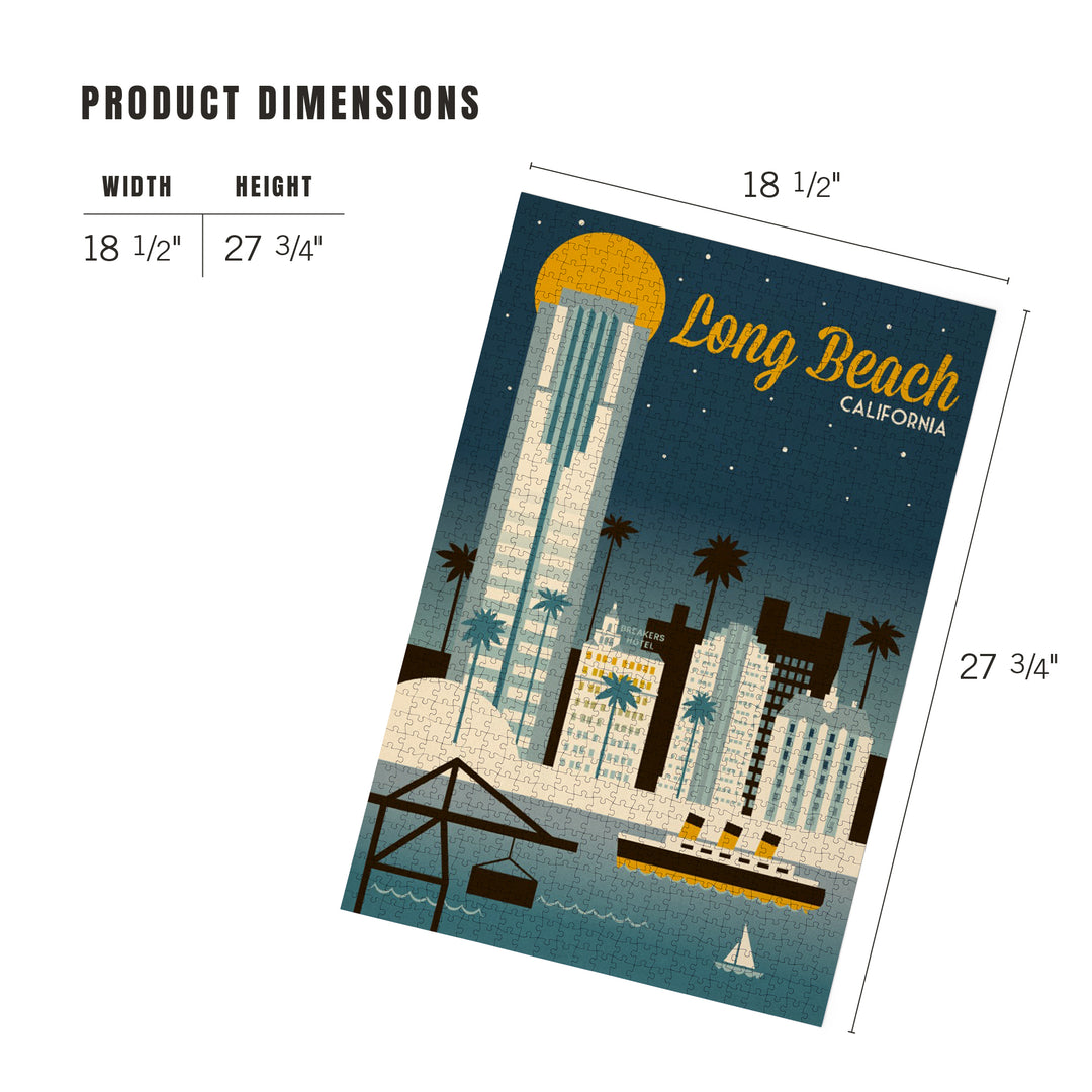 Long Beach, California, Retro Skyline Classic Series, Jigsaw Puzzle