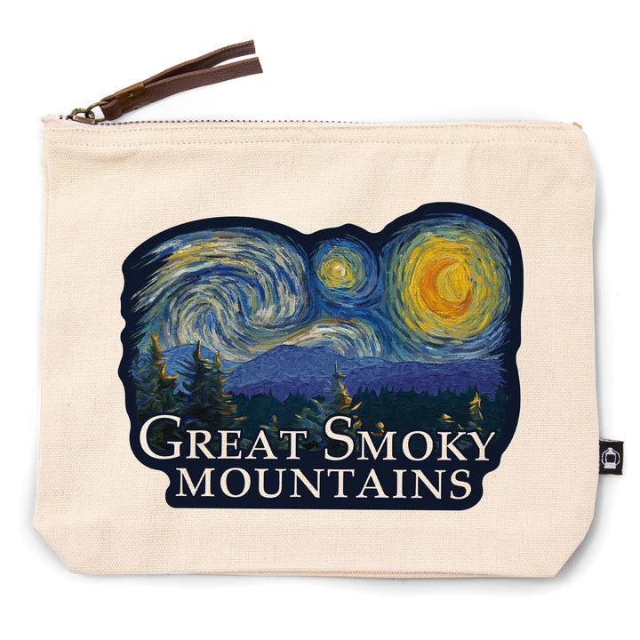 Great Smoky Mountains, Starry Night, Contour, Lantern Press Artwork, Accessory Go Bag