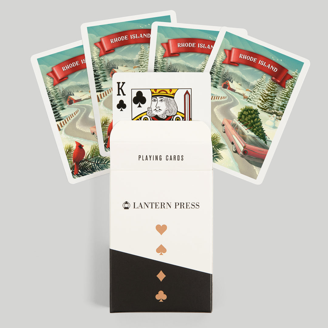 Playing Cards, Rhode Island, Holiday Tradition, 52 Card Deck with Jokers in Box, Unique Art