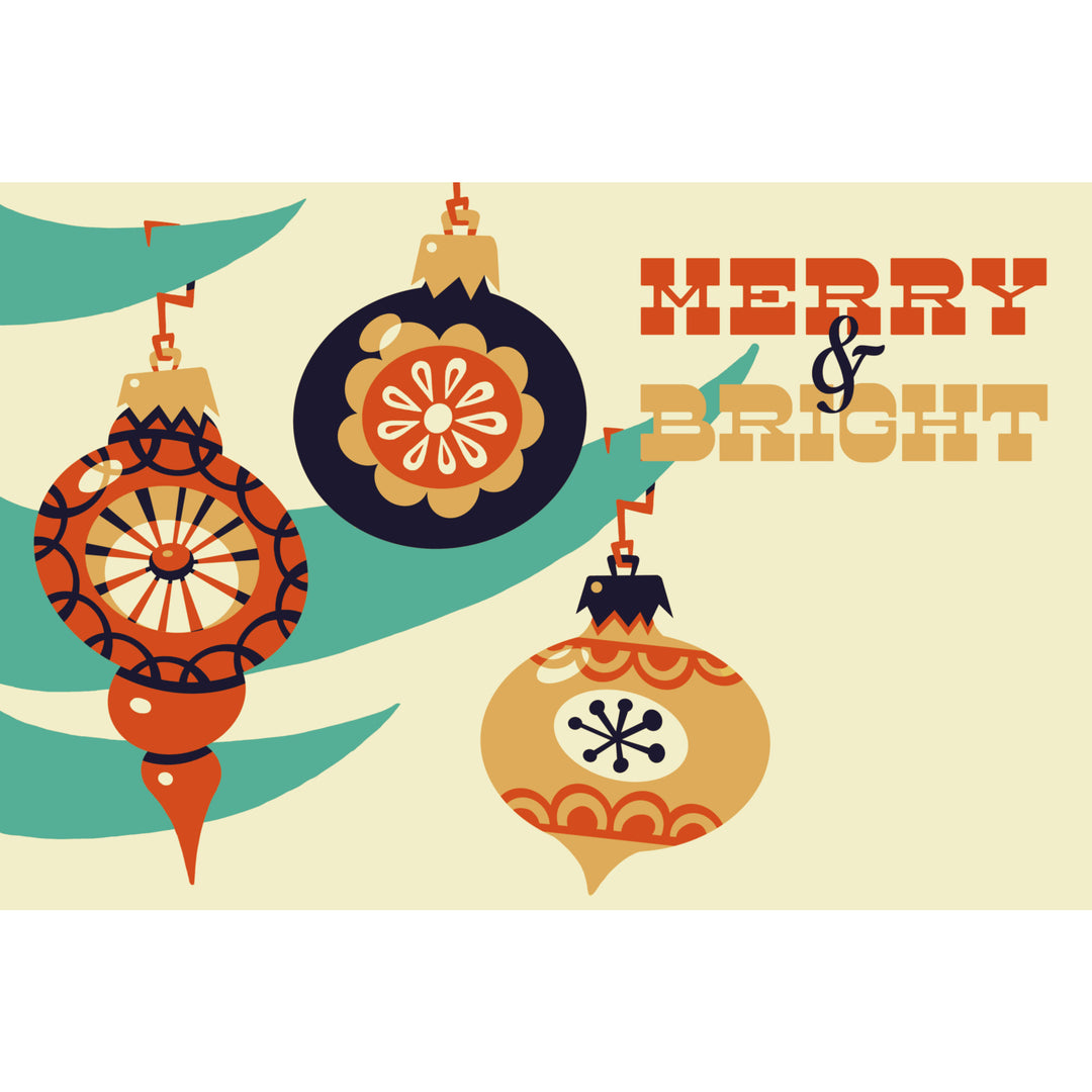 Ornament, Retro Christmas, Lantern Press Artwork, Stretched Canvas