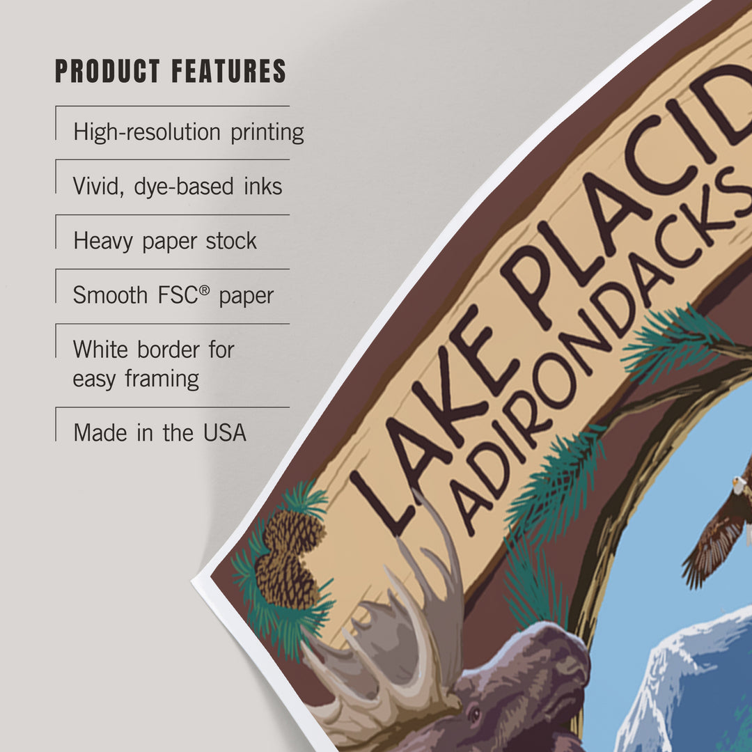 Lake Placid, New York, Adirondacks Canoe Scene, Art & Giclee Prints