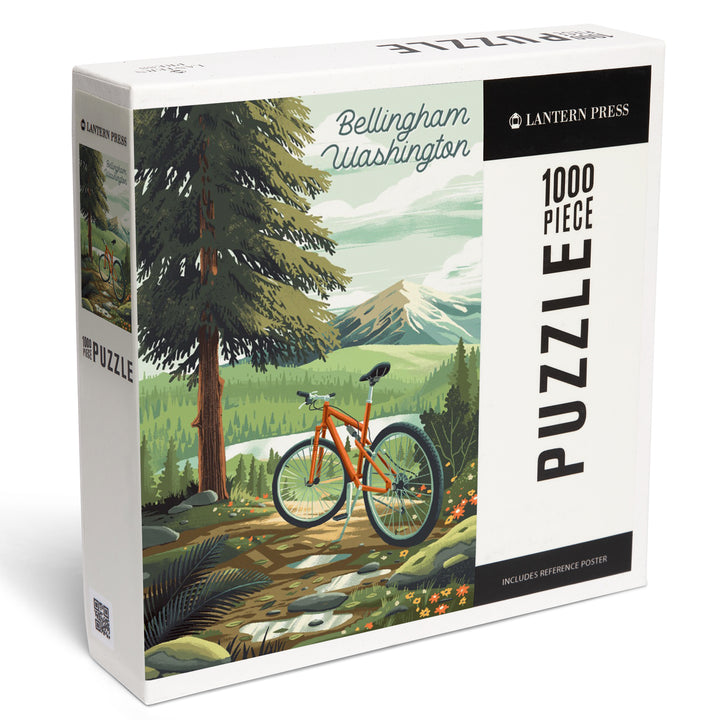Bellingham, Washington, Get Outside Series, Off To Wander, Cycling with Mountains, 1000 Piece Jigsaw Puzzle