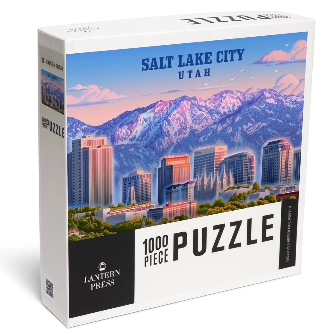Salt Lake City, Utah, Lithograph, Skyline, 1000 Piece Jigsaw Puzzle