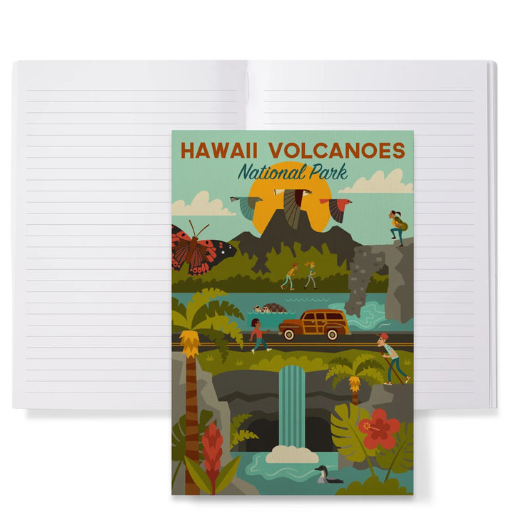 Lined 6x9 Journal, Hawaii Volcanoes National Park, Hawaii, Geometric National Park Series, Lay Flat, 193 Pages, FSC paper