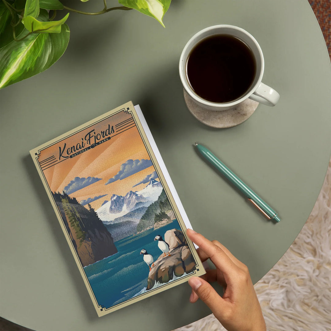 Lined 6x9 Journal, Kenai Fjords National Park, Alaska, Lithograph Park Series, Lay Flat, 193 Pages, FSC paper