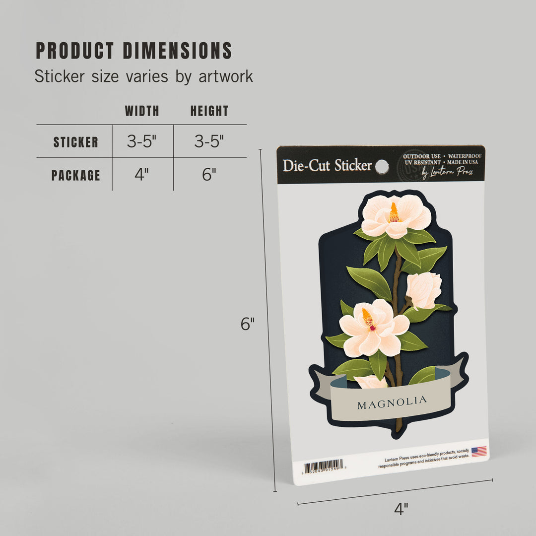 Vintage Flora Noir, Magnolia, Vinyl Sticker