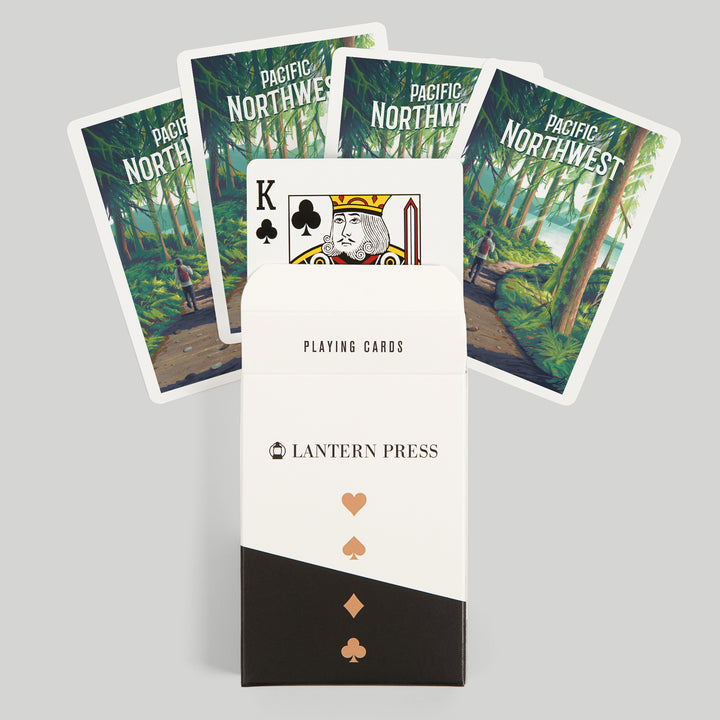 Playing Cards, Pacific Northwest, Walk In The Woods, Day Hike, 52 Card Deck with Jokers in Box, Unique Art