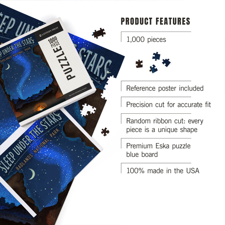 Badlands National Park, South Dakota, Sleep Under the Stars, Tent and Night Sky, Jigsaw Puzzle