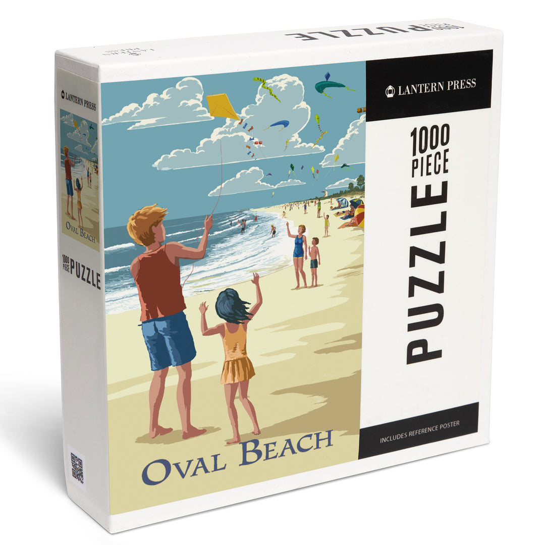 Oval Beach, Michigan, Children Flying Kites, Jigsaw Puzzle