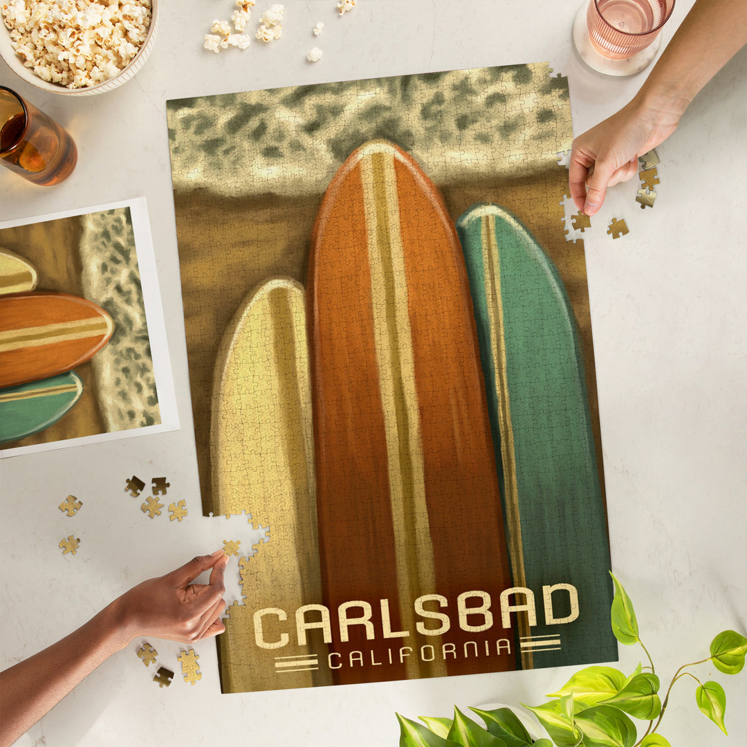 Carlsbad, California, Surfboards, Oil Painting, Jigsaw Puzzle