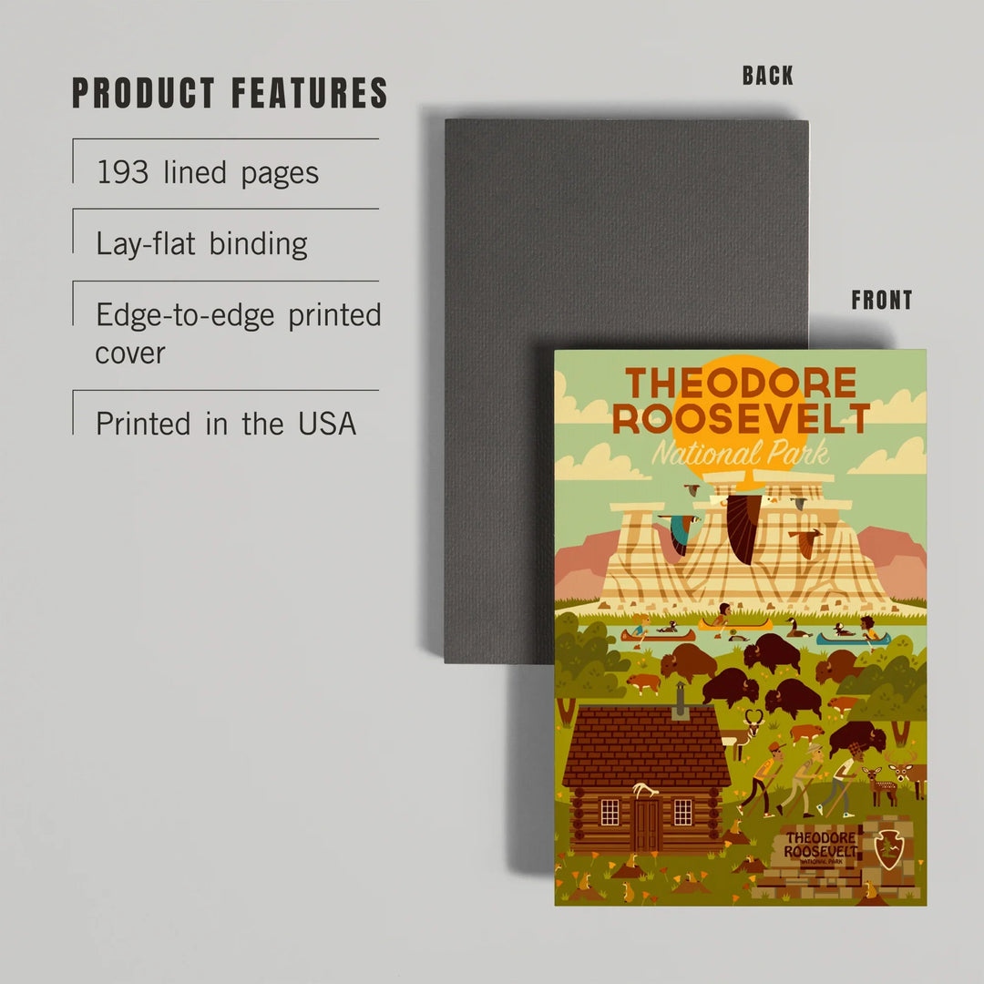 Lined 6x9 Journal, Theodore Roosevelt National Park, North Dakota, Geometric National Park Series, Lay Flat, 193 Pages, FSC paper