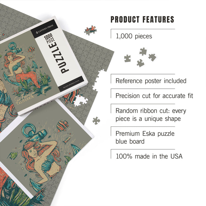 San Francisco, California, Mermaid and Anchor, Ocean Floor Scene, 1000 Piece Jigsaw Puzzle