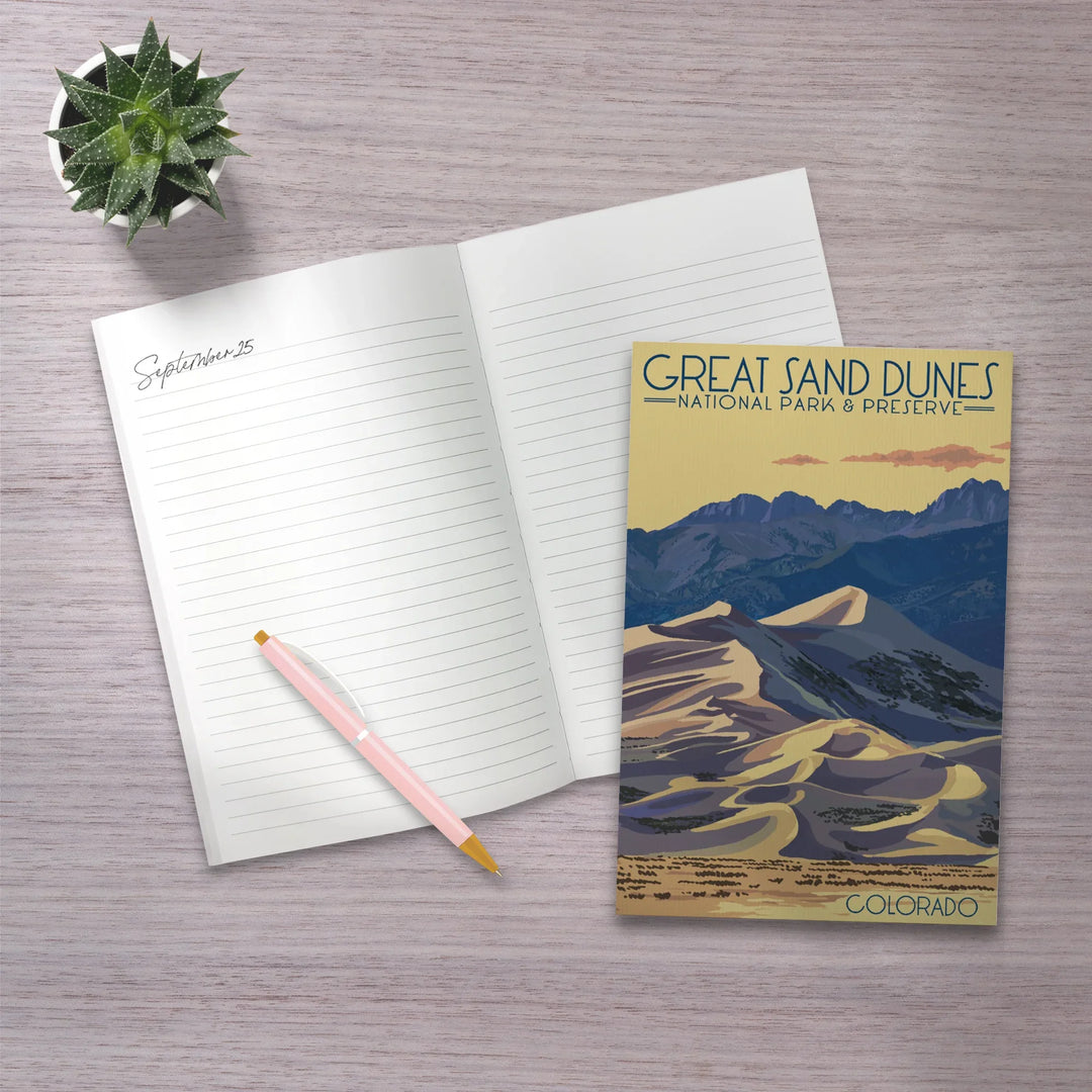 Lined 6x9 Journal, Great Sand Dunes National Park and Preserve, Colorado, Dunes at Sunset, Lay Flat, 193 Pages, FSC paper