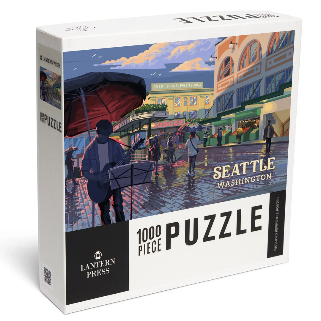 Seattle, Washington, Painterly, Public Market, 1000 Piece Jigsaw Puzzle