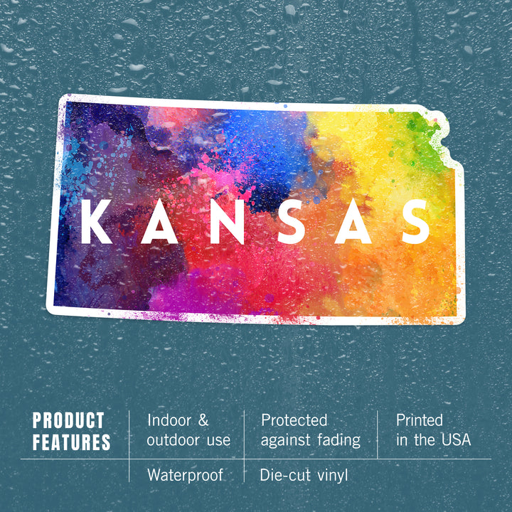 Kansas, State Abstract, Contour, Lantern Press Artwork, Vinyl Sticker