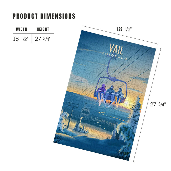 Vail, Colorado, Lithograph, Chairlift, Jigsaw Puzzle