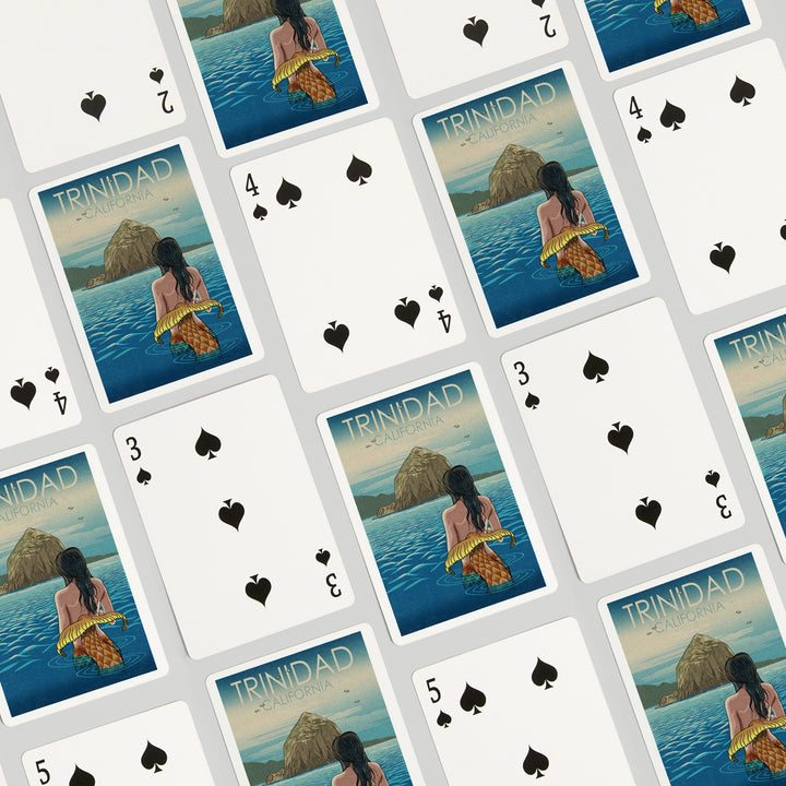Playing Cards, Trinidad, California, Mermaid, Woodblock, 52 Card Deck with Jokers in Box, Unique Art