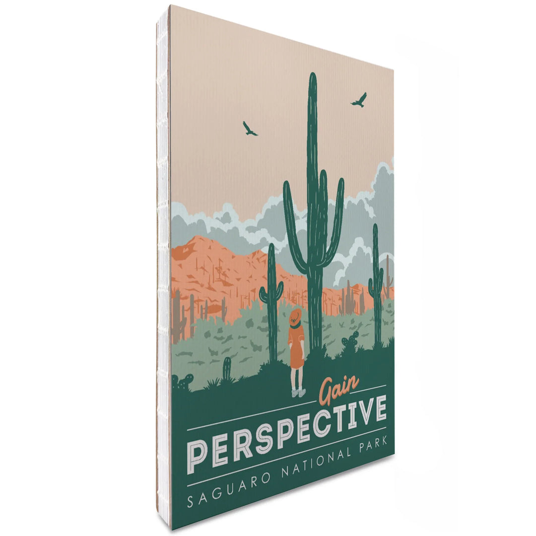 Lined 6x9 Journal, Saguaro National Park, Arizona, Gain Perspective, Vector Style, Lay Flat, 193 Pages, FSC paper