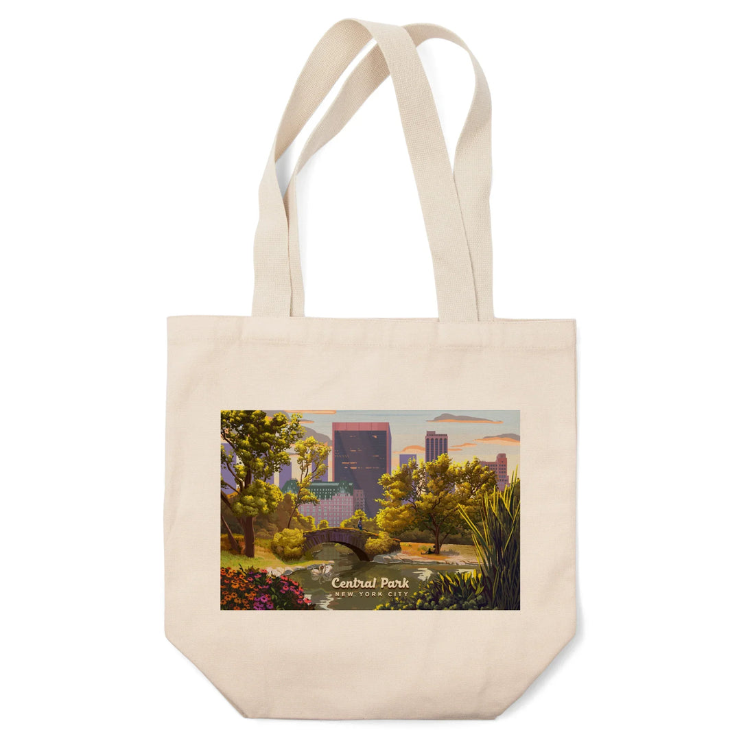 New York City, New York, Central Park Bridge, Painterly, Tote Bag