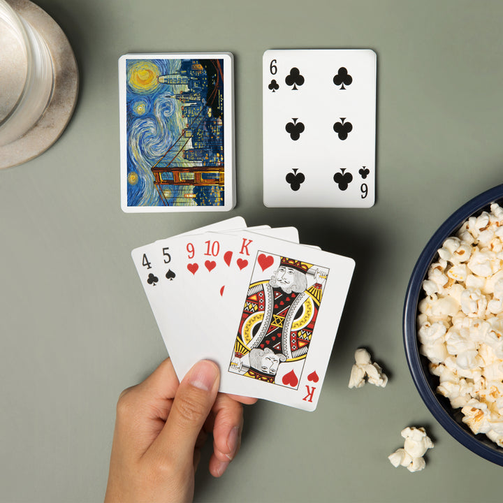Playing Cards, San Francisco, California, Starry Night City Series, 52 Card Deck with Jokers in Box, Unique Art