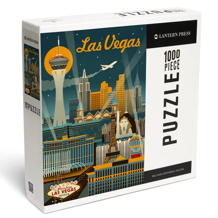 Las Vegas, Nevada, Retro Skyline, Jigsaw Puzzle