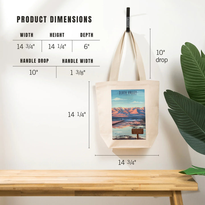 Death Valley National Park, California, Badwater Basin, Oil Painting, Tote Bag