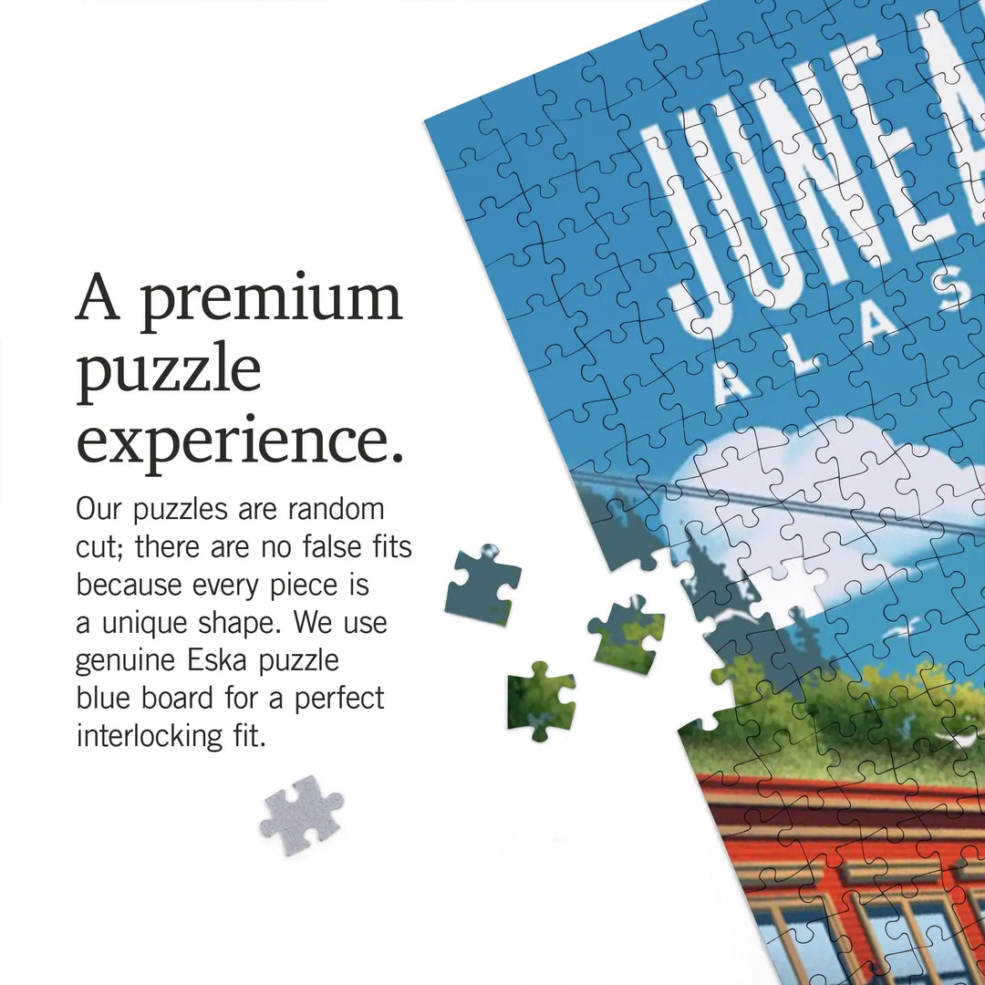 Juneau, Alaska, Lithograph, Main Street, Jigsaw Puzzle