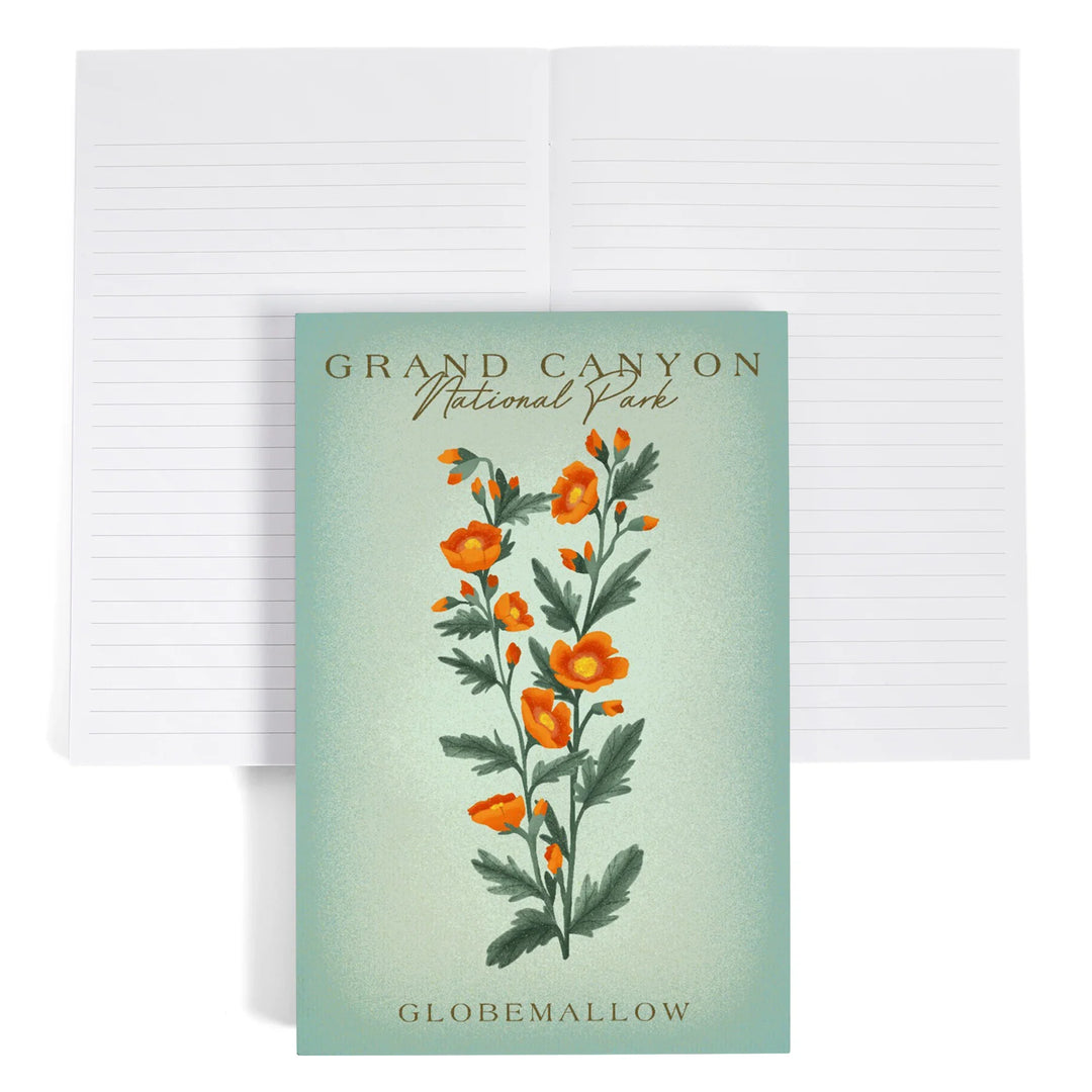 Lined 6x9 Journal, Grand Canyon National Park, Arizona, Globemallow, Vintage Flora, Lay Flat, 193 Pages, FSC paper