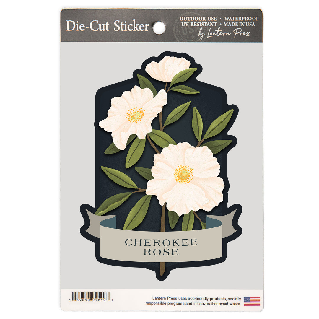 Vintage Flora Noir, Cherokee Rose, Vinyl Sticker