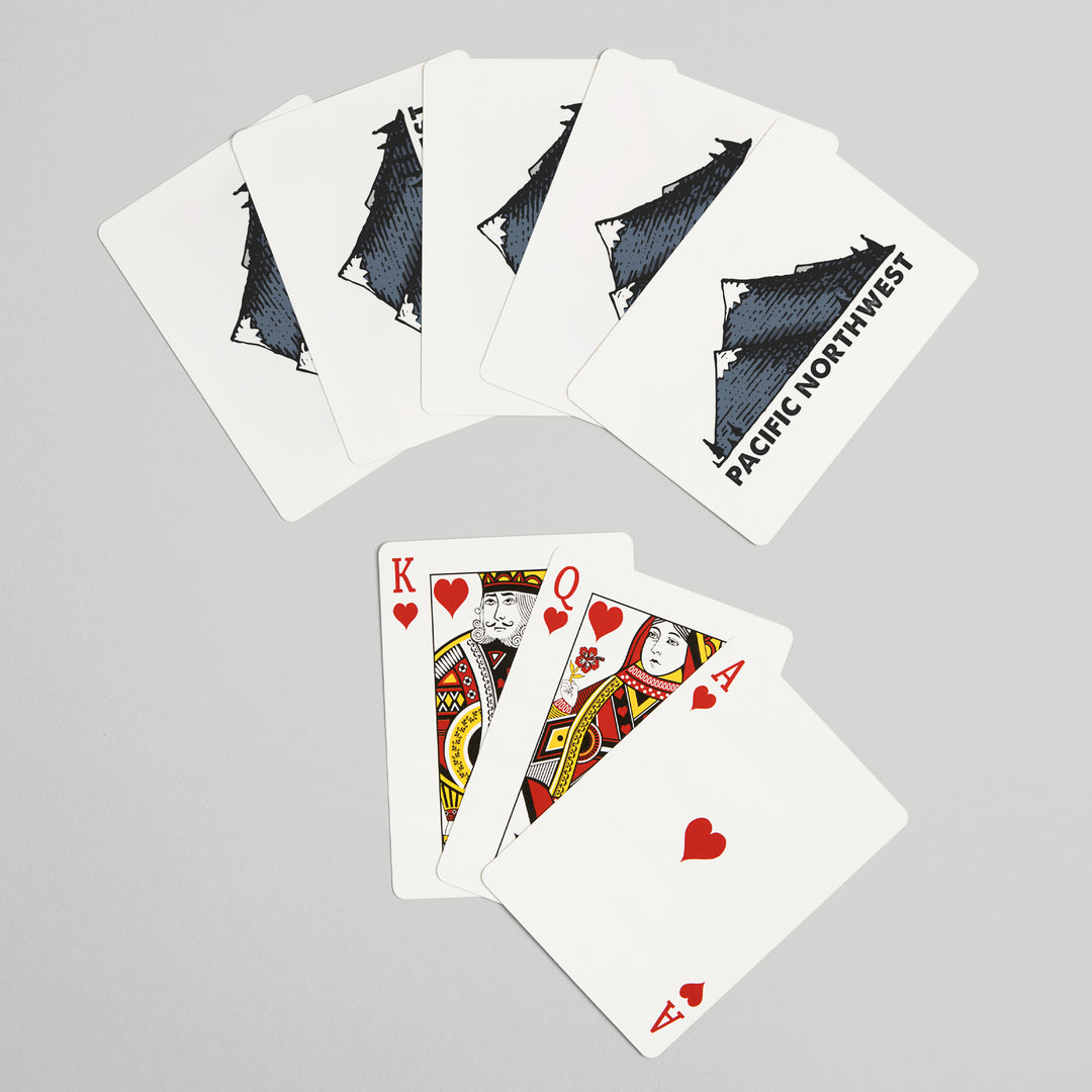 Playing Cards, Pacific Northwest, Mountains, Icon, 52 Card Deck with Jokers in Box, Unique Art